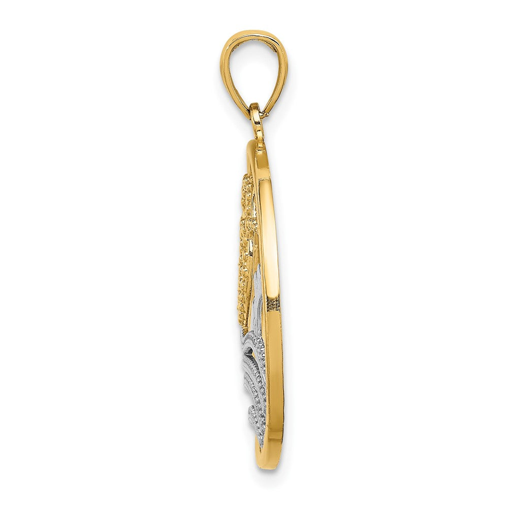 FJC Finejewelers 10 kt Yellow Gold with Rhodium Sun, Hearts ,Water Circle Charm 22 x 22 mm