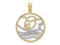 FJC Finejewelers 10 kt Yellow Gold with Rhodium Sun, Hearts ,Water Circle Charm 22 x 22 mm