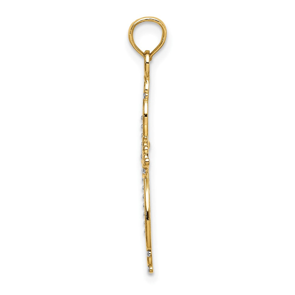 FJC Finejewelers 10 kt Yellow Gold W/ Rhodium Beaded Cross Charm 22 x 18 mm
