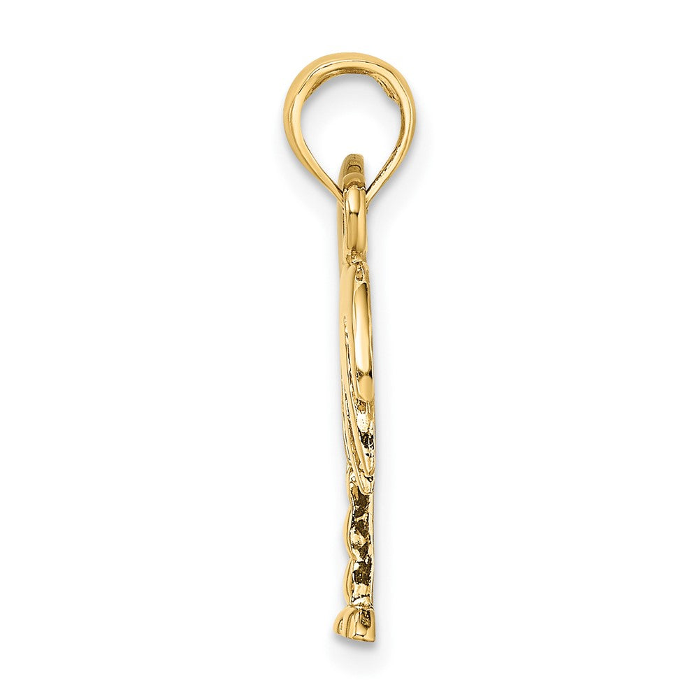 FJC Finejewelers 10 kt Yellow Gold W/ Rhodium Polished Charelston Palm Tree Charm 18 x 12 mm