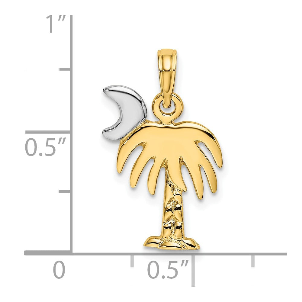 FJC Finejewelers 10 kt Yellow Gold W/ Rhodium Polished Charelston Palm Tree Charm 18 x 12 mm
