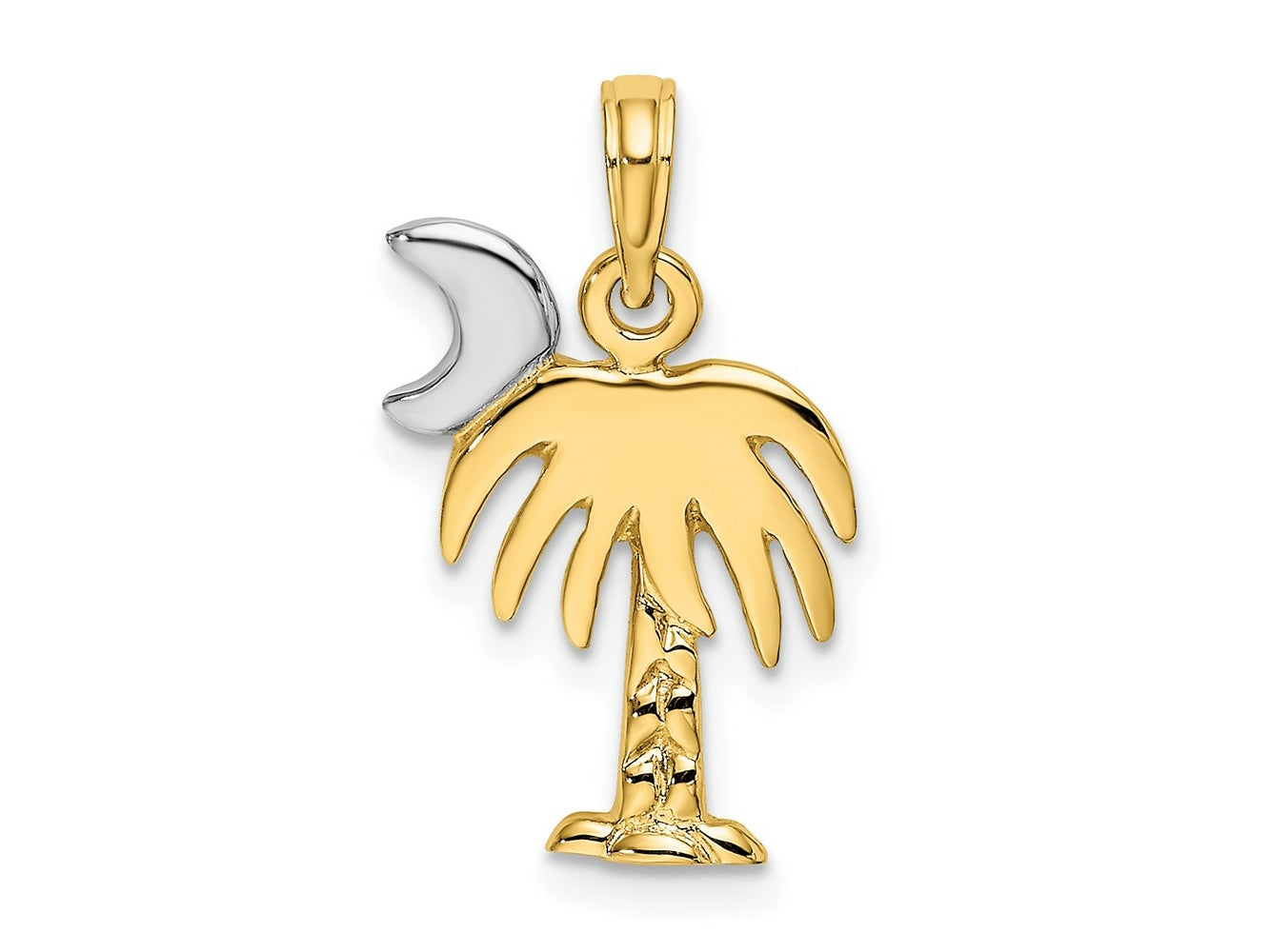FJC Finejewelers 10 kt Yellow Gold W/ Rhodium Polished Charelston Palm Tree Charm 18 x 12 mm
