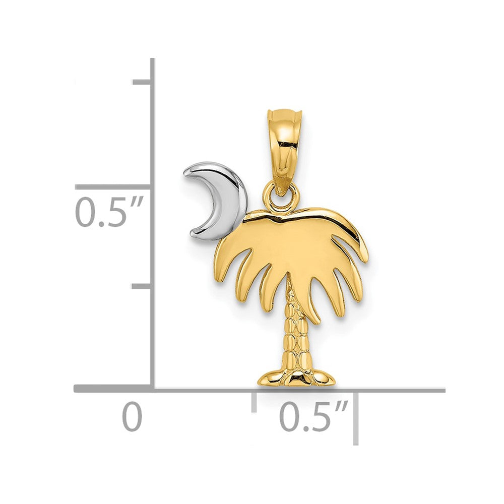 FJC Finejewelers 10 kt Yellow Gold with Rhodium Charleston Palm Tree Charm 15 x 11 mm