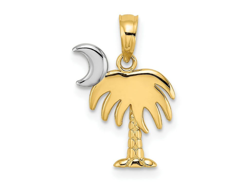 FJC Finejewelers 10 kt Yellow Gold with Rhodium Charleston Palm Tree Charm 15 x 11 mm