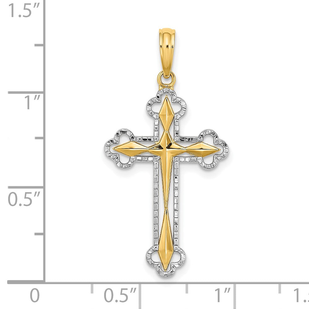 FJC Finejewelers 10 kt Yellow Gold W/ Rhodium Bright Cut Reversible Cross Charm 30 x 17 mm