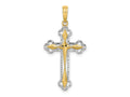 FJC Finejewelers 10 kt Yellow Gold W/ Rhodium Bright Cut Reversible Cross Charm 30 x 17 mm