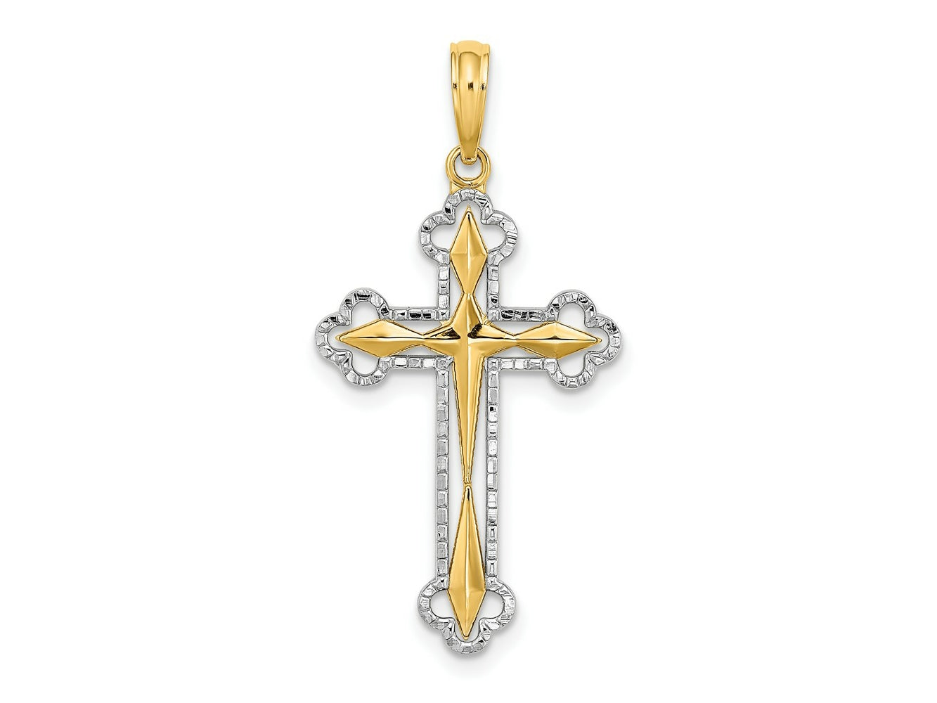 FJC Finejewelers 10 kt Yellow Gold W/ Rhodium Bright Cut Reversible Cross Charm 30 x 17 mm