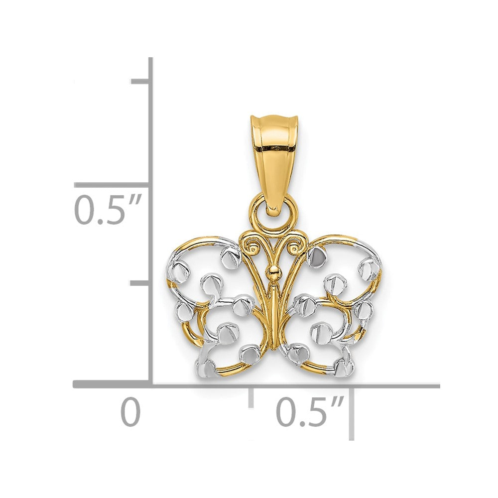 FJC Finejewelers 10 kt Yellow Gold with Rhodium Bright Cut Butterfly Charm 12 x 12 mm