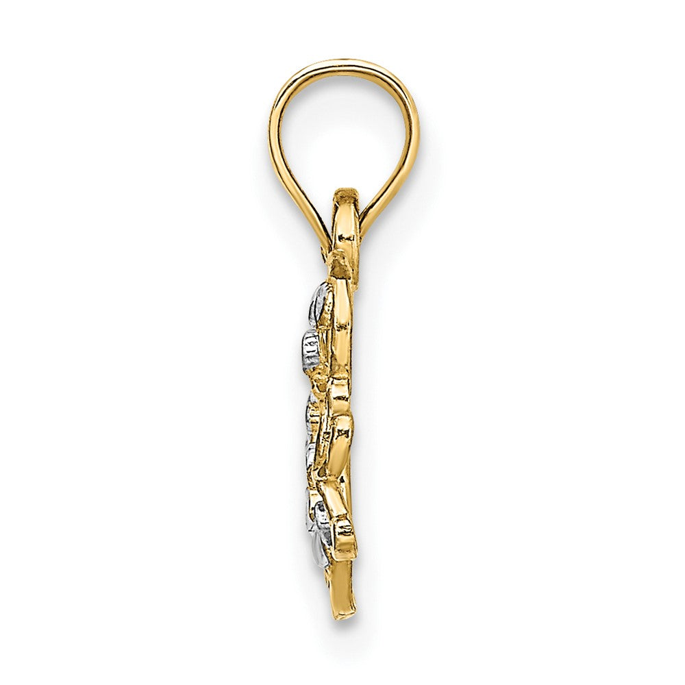 FJC Finejewelers 10 kt Yellow Gold with Rhodium Bright Cut Butterfly Charm 12 x 12 mm