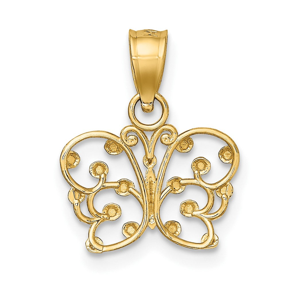 FJC Finejewelers 10 kt Yellow Gold with Rhodium Bright Cut Butterfly Charm 12 x 12 mm