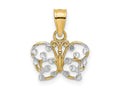 FJC Finejewelers 10 kt Yellow Gold with Rhodium Bright Cut Butterfly Charm 12 x 12 mm