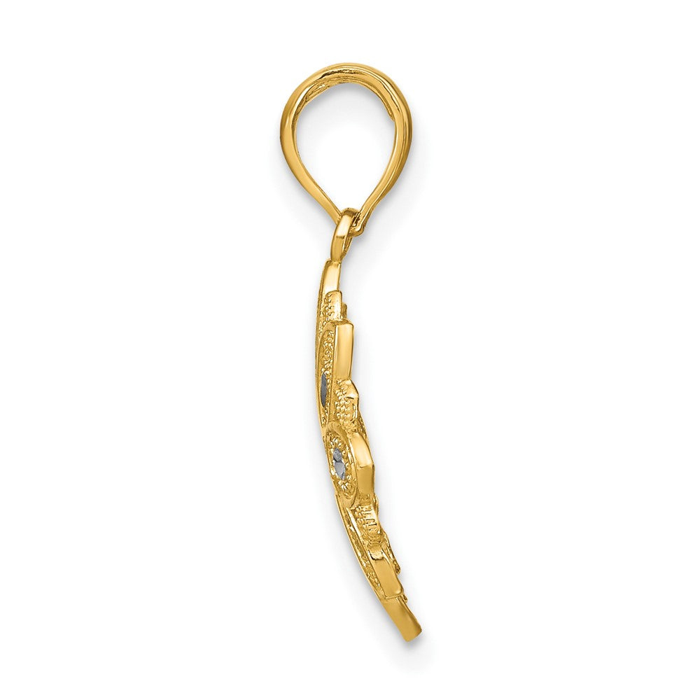 FJC Finejewelers 10 kt Yellow Gold with Rhodium and Bright Cut Filigree Flower Charm 16 x 15 mm