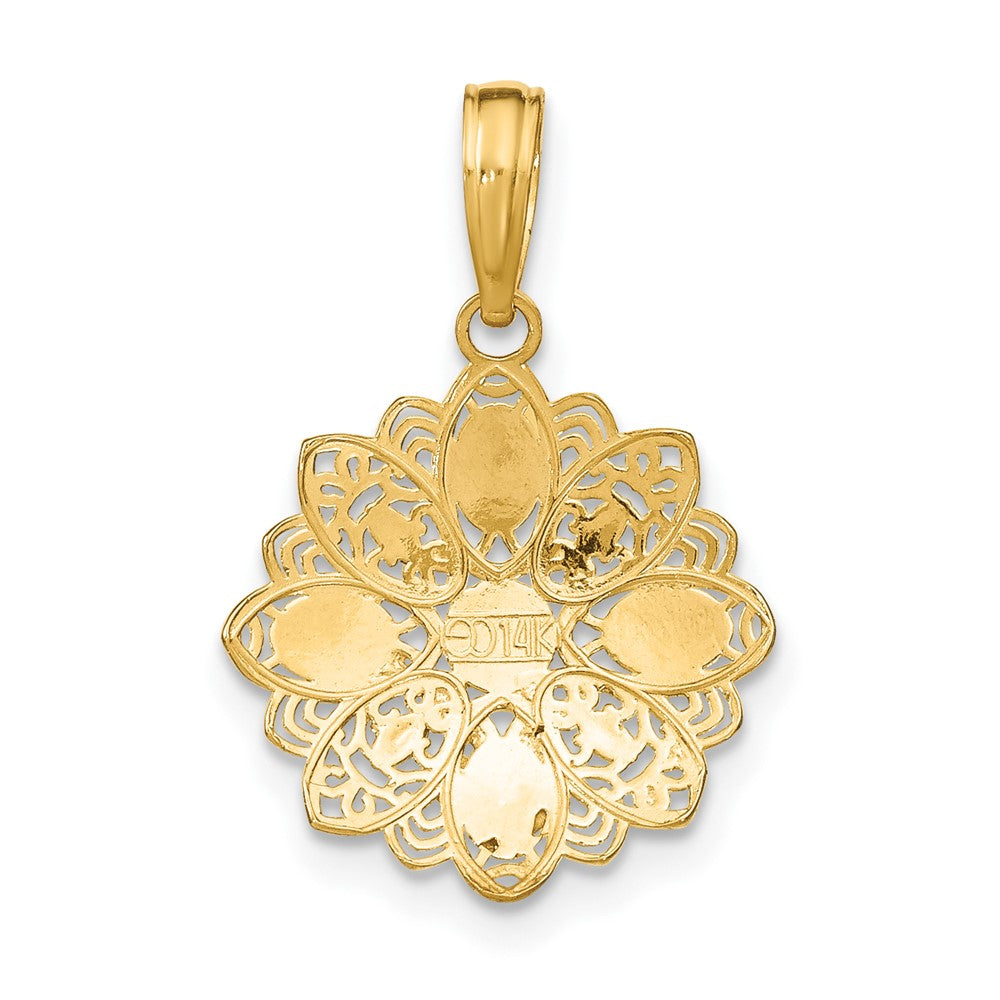 FJC Finejewelers 10 kt Yellow Gold with Rhodium and Bright Cut Filigree Flower Charm 16 x 15 mm