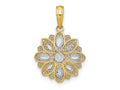 FJC Finejewelers 10 kt Yellow Gold with Rhodium and Bright Cut Filigree Flower Charm 16 x 15 mm