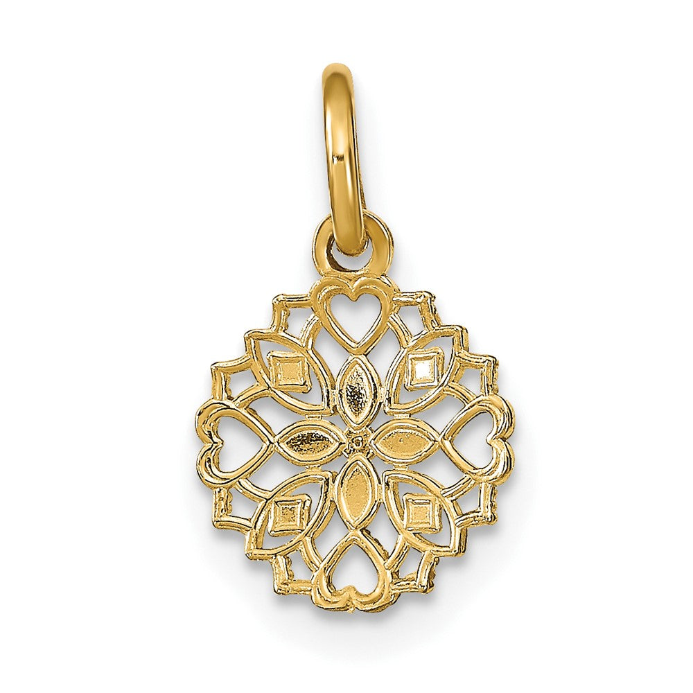 FJC Finejewelers 10 kt Yellow Gold with Rhodium Cut-Out Heart Edge Flower Charm 16 x 10 mm