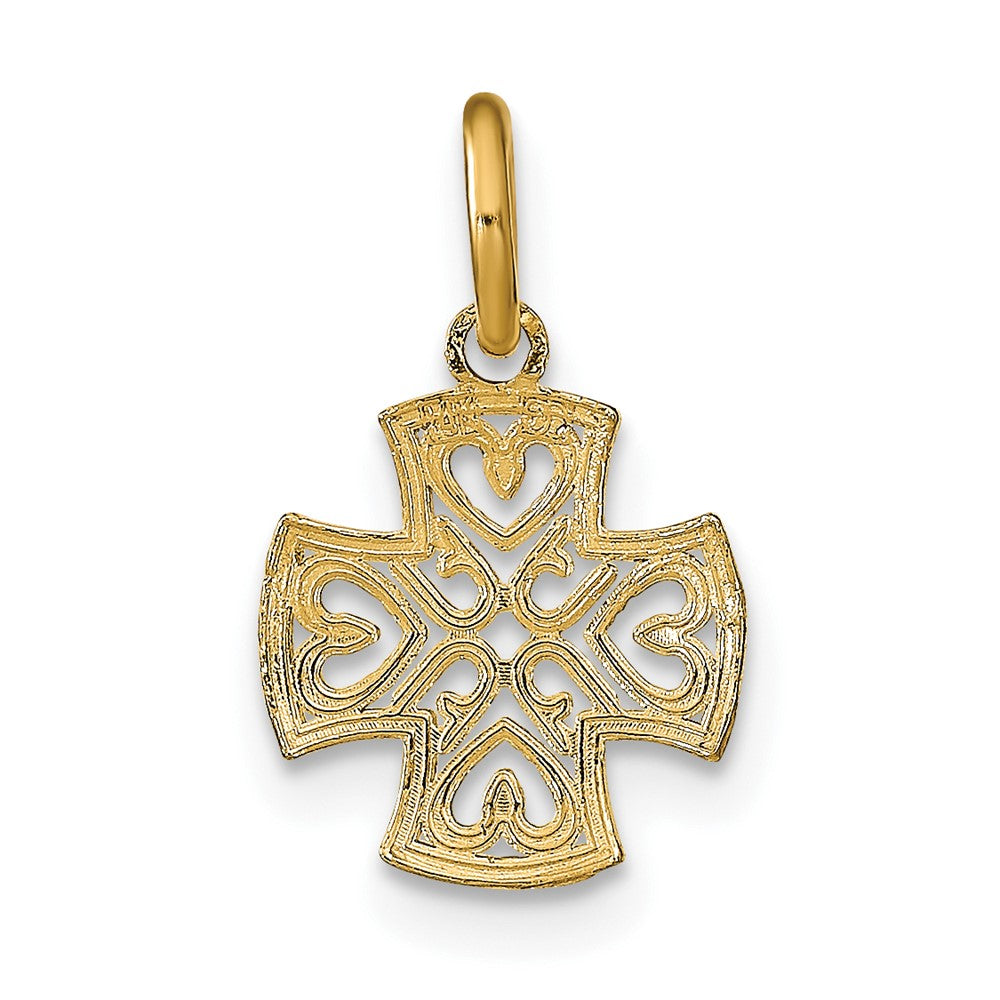 FJC Finejewelers 10 kt Yellow Gold with Rhodium and Bright Cut Hearts In Cross Charm 11 x 10 mm
