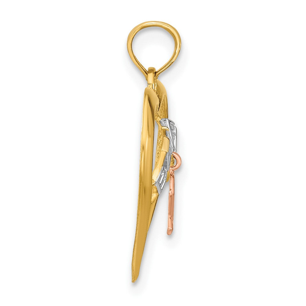 FJC Finejewelers 10 kt Two Tone Gold Two-tone with White Rhodium BELIEVE in Heart with Breast Cancer Ribbon 20 x 18 mm