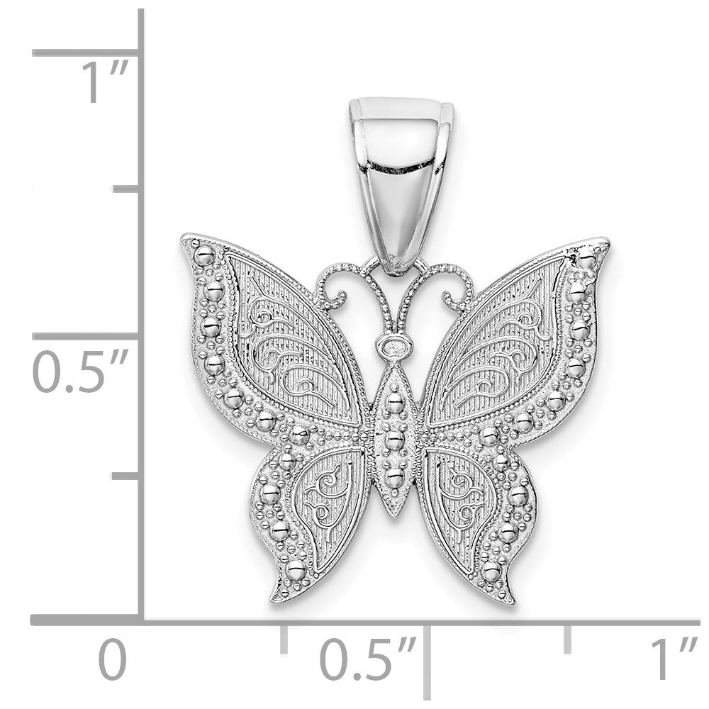 FJC Finejewelers 10 kt White Gold Themed Butterfly Charm 23 mm x 19.3 mm