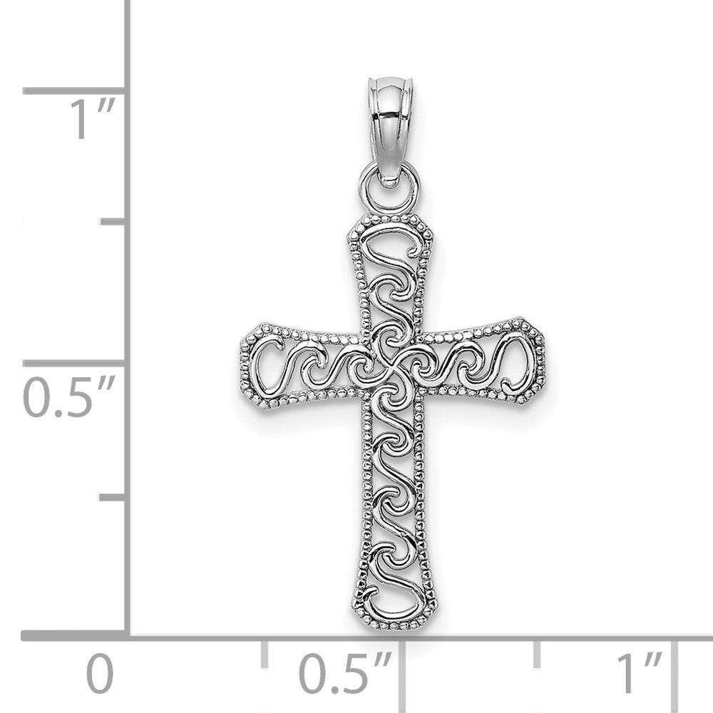 FJC Finejewelers 10 kt White Gold Themed Fancy Cross Charm 20.4 mm x 14.31 mm