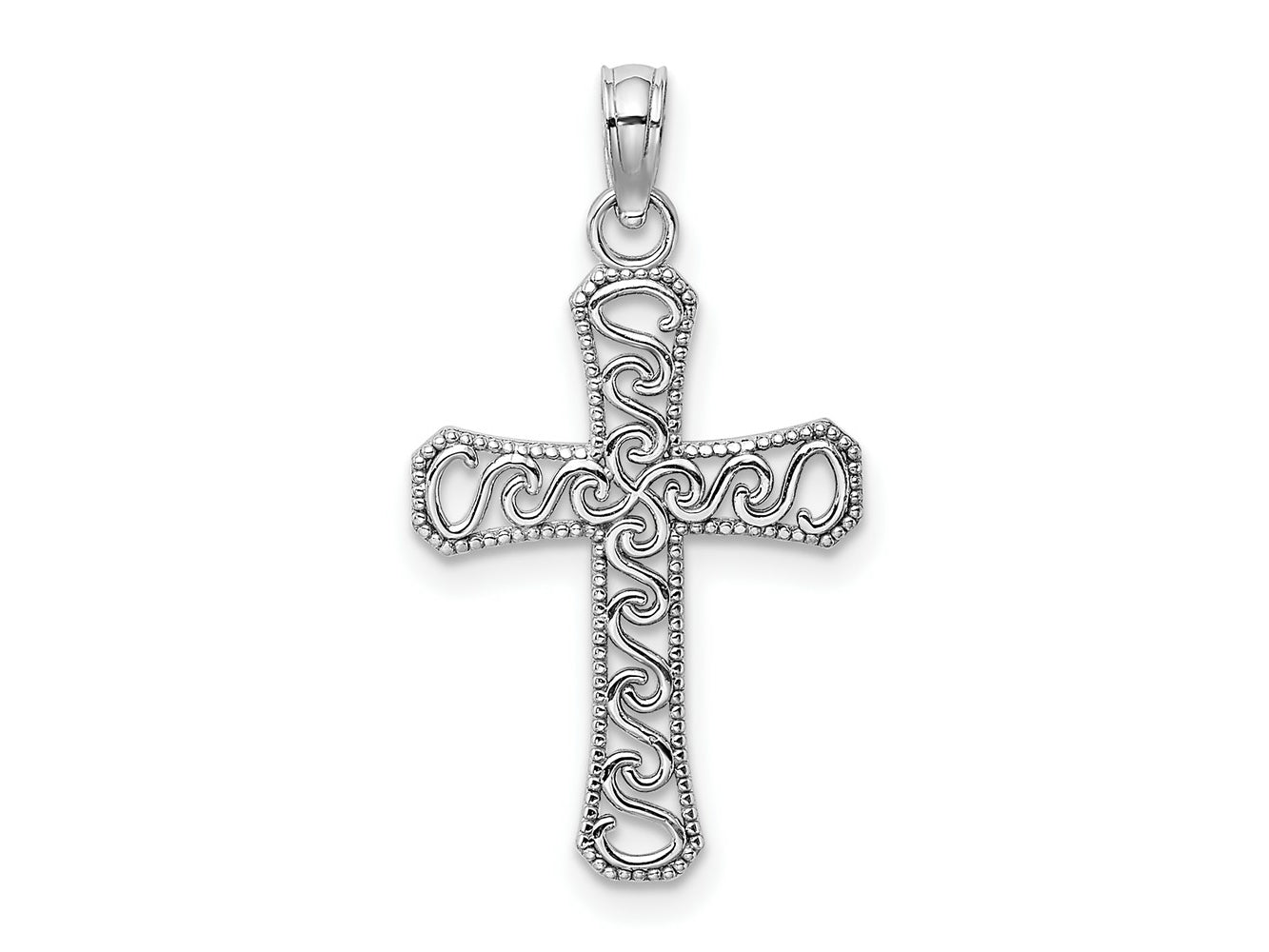 FJC Finejewelers 10 kt White Gold Themed Fancy Cross Charm 20.4 mm x 14.31 mm
