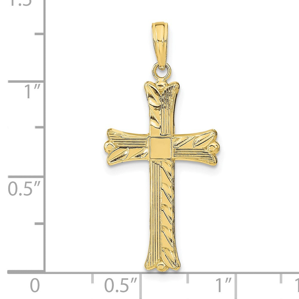FJC Finejewelers 10 kt Yellow Gold Textured with Square Center Cross Charm 33 x 15 mm