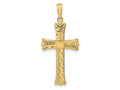 FJC Finejewelers 10 kt Yellow Gold Textured with Square Center Cross Charm 33 x 15 mm
