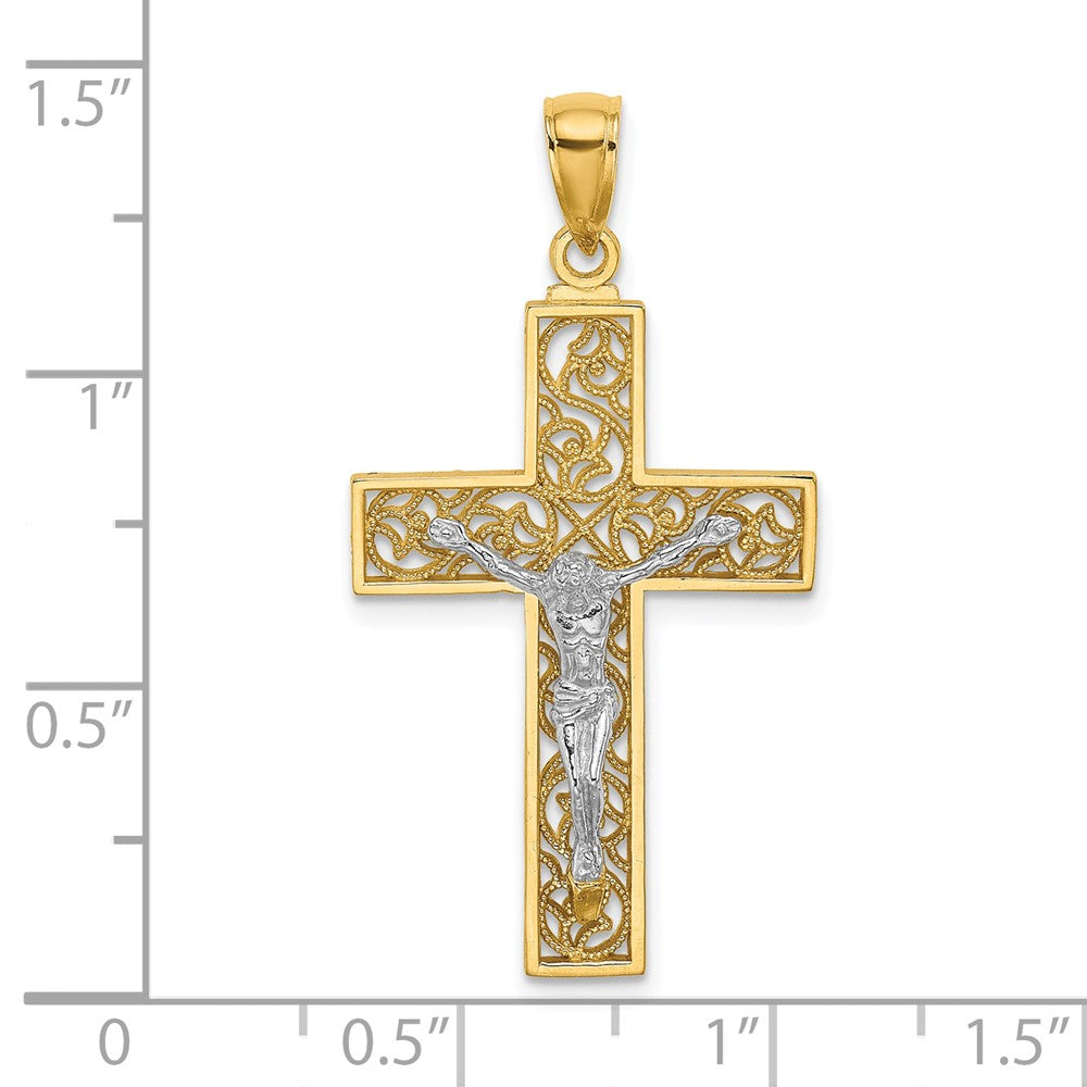 FJC Finejewelers 10 kt Two Tone Gold Two-tone Crucifix Charm 35 x 18 mm