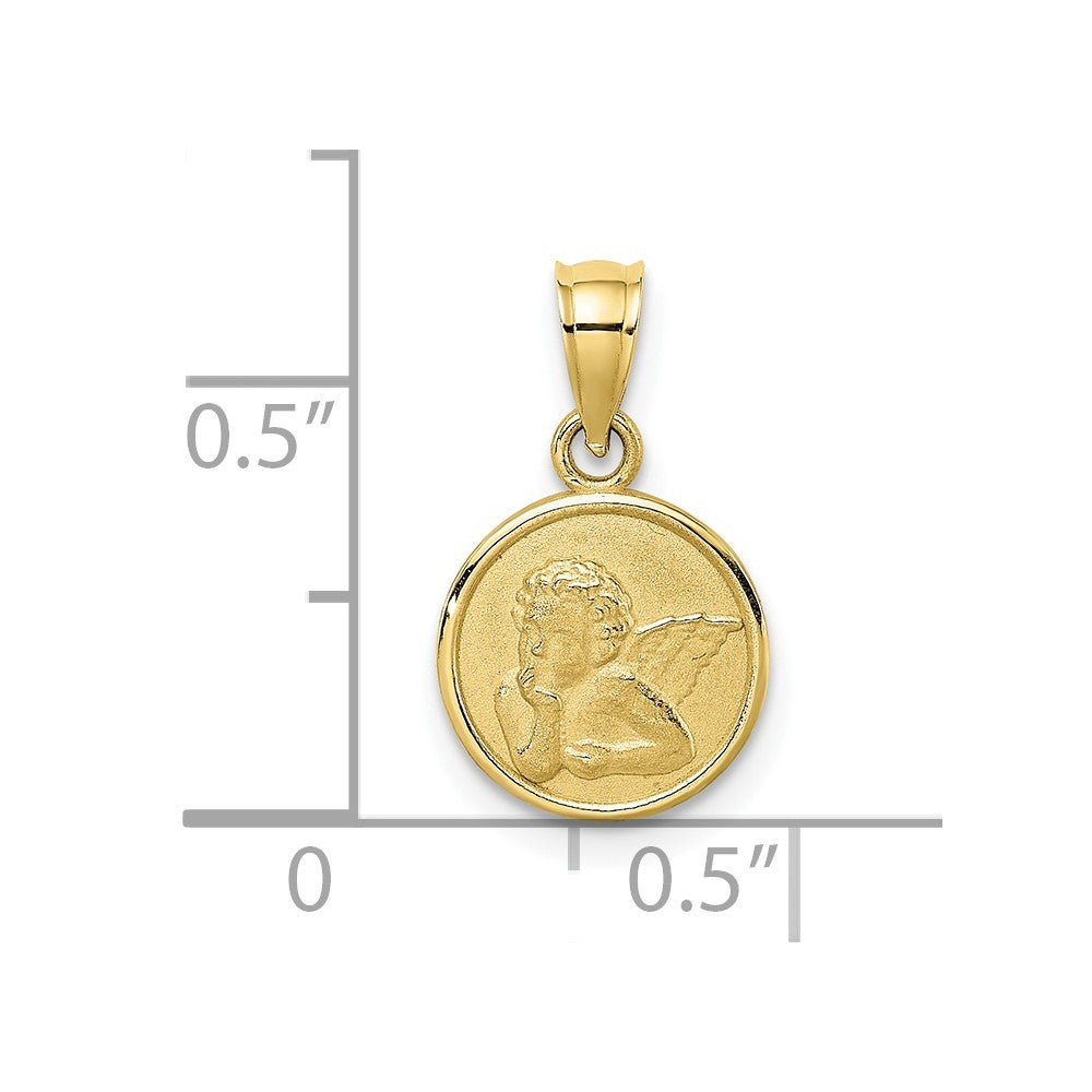FJC Finejewelers 10 kt Yellow Gold Engraved Angel Coin Charm 15 x 10 mm