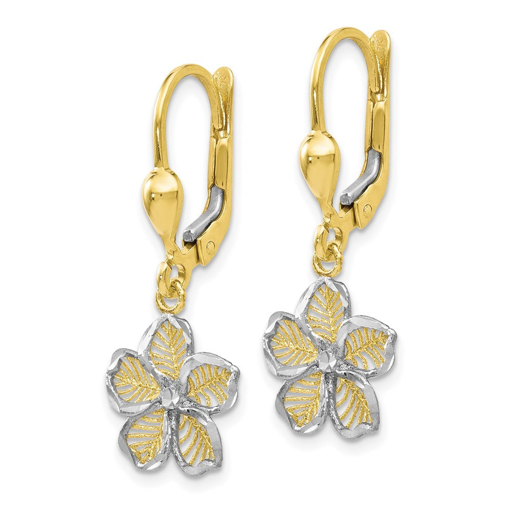 FJC Finejewelers 10 kt Yellow Gold Dangle Polished Bright Cut Filigree Flower Leverback Earrings 20 x 6mm