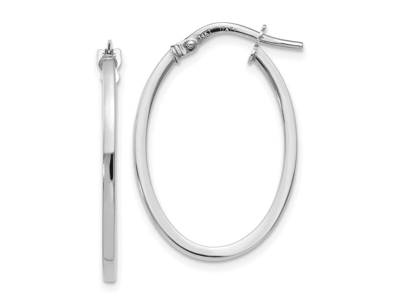 FJC Finejewelers 10 kt White Gold Hoops Polished Oval Hoop Earrings 26 mm x 13 mm
