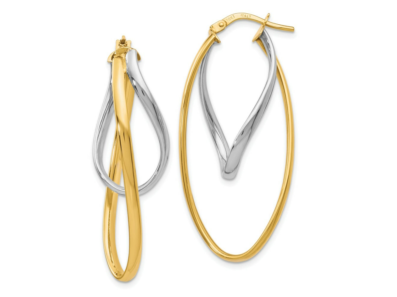 FJC Finejewelers 10 kt Two Tone Gold Two-Tone Polished Hoop Earrings 17 mm x 16 mm
