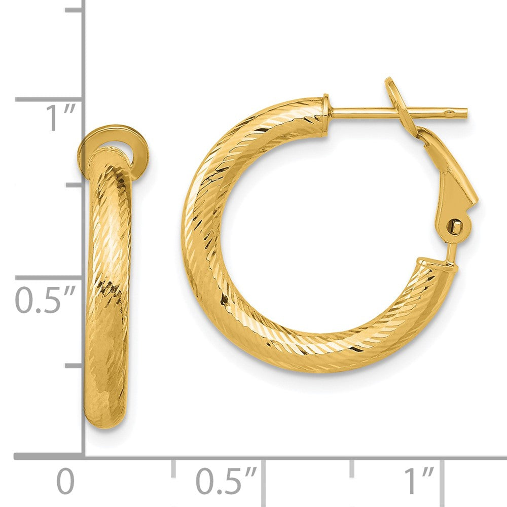 FJC Finejewelers 10 kt Yellow Gold 3x15 Bright Cut Round Omega Back Hoop Earrings 21 mm x 20 mm