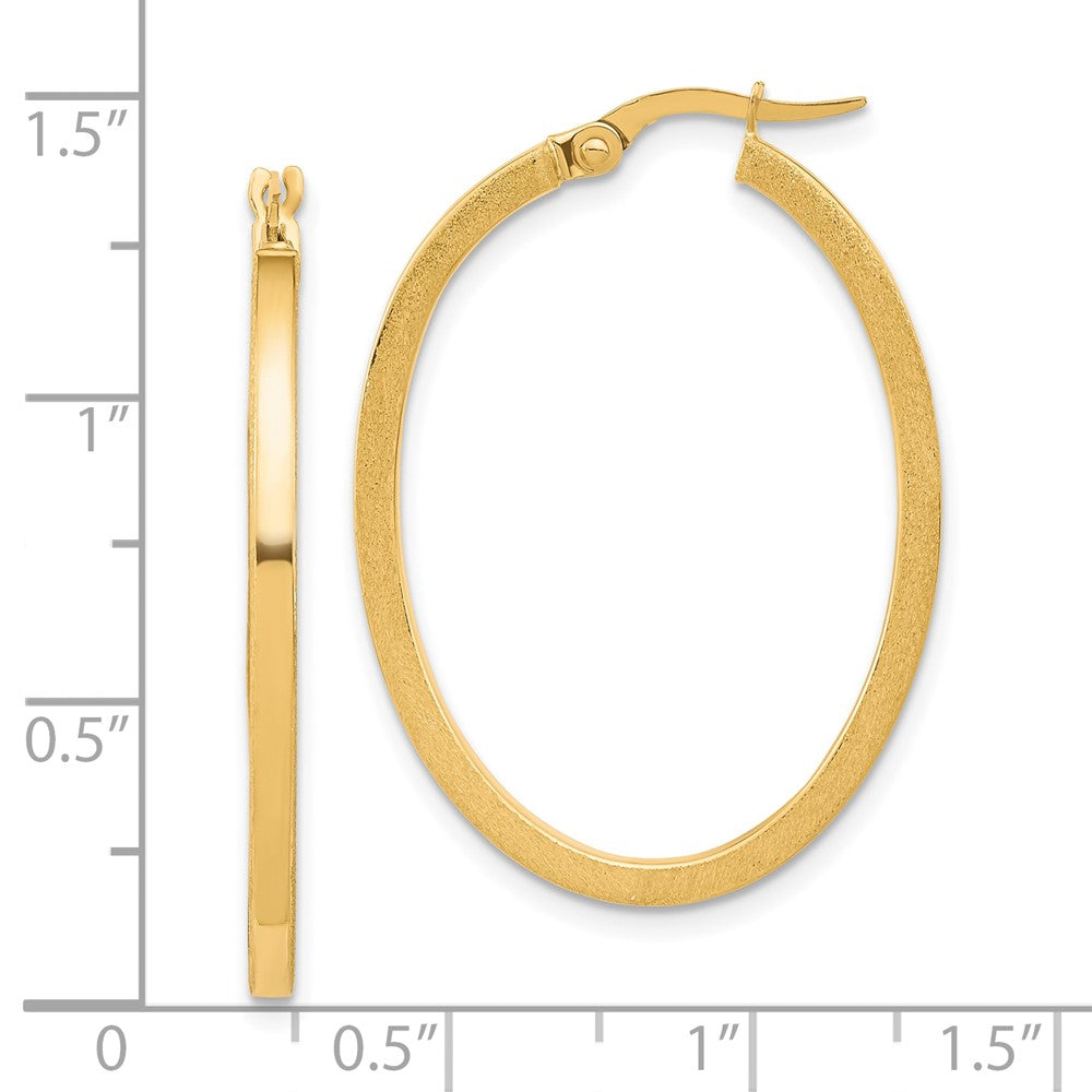 FJC Finejewelers 10 kt Yellow Gold Brushed and Polished Oval Hoop Earrings 35 mm x 25 mm