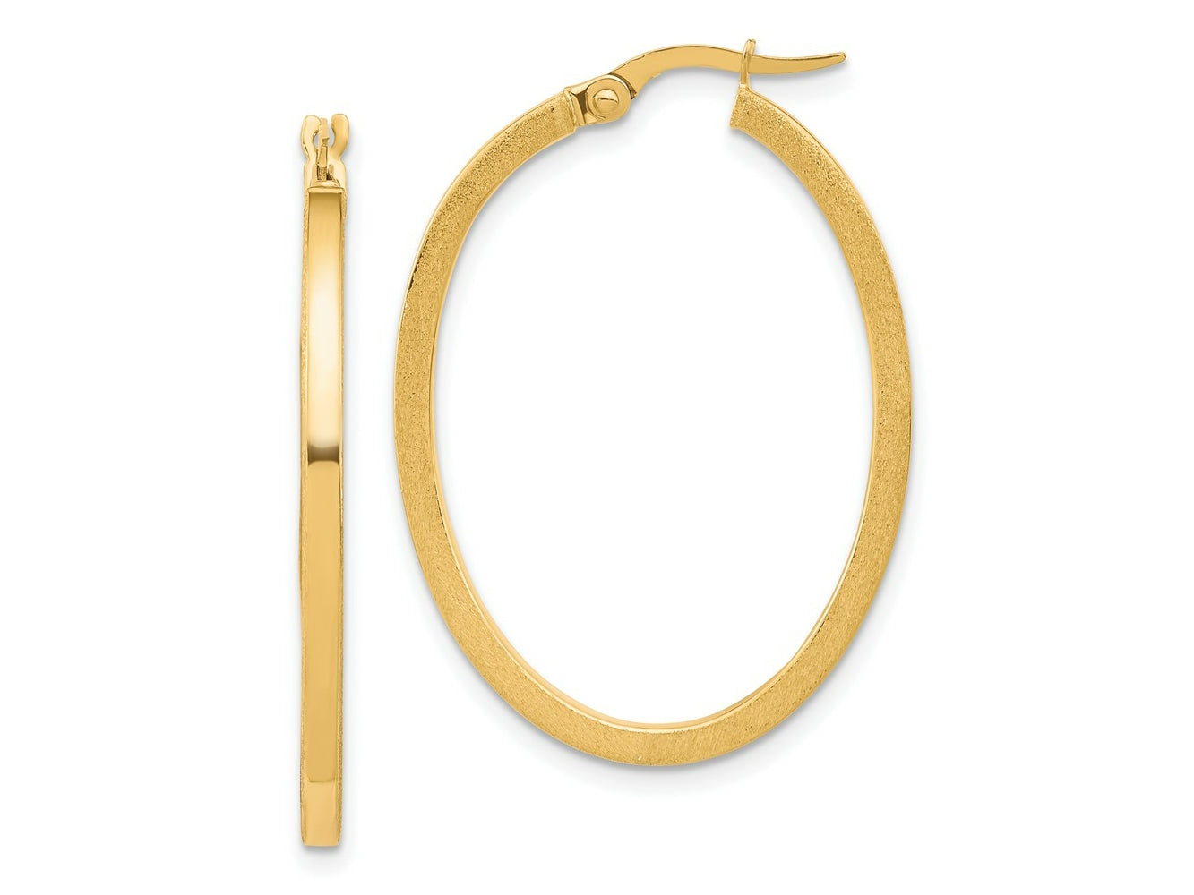 FJC Finejewelers 10 kt Yellow Gold Brushed and Polished Oval Hoop Earrings 35 mm x 25 mm