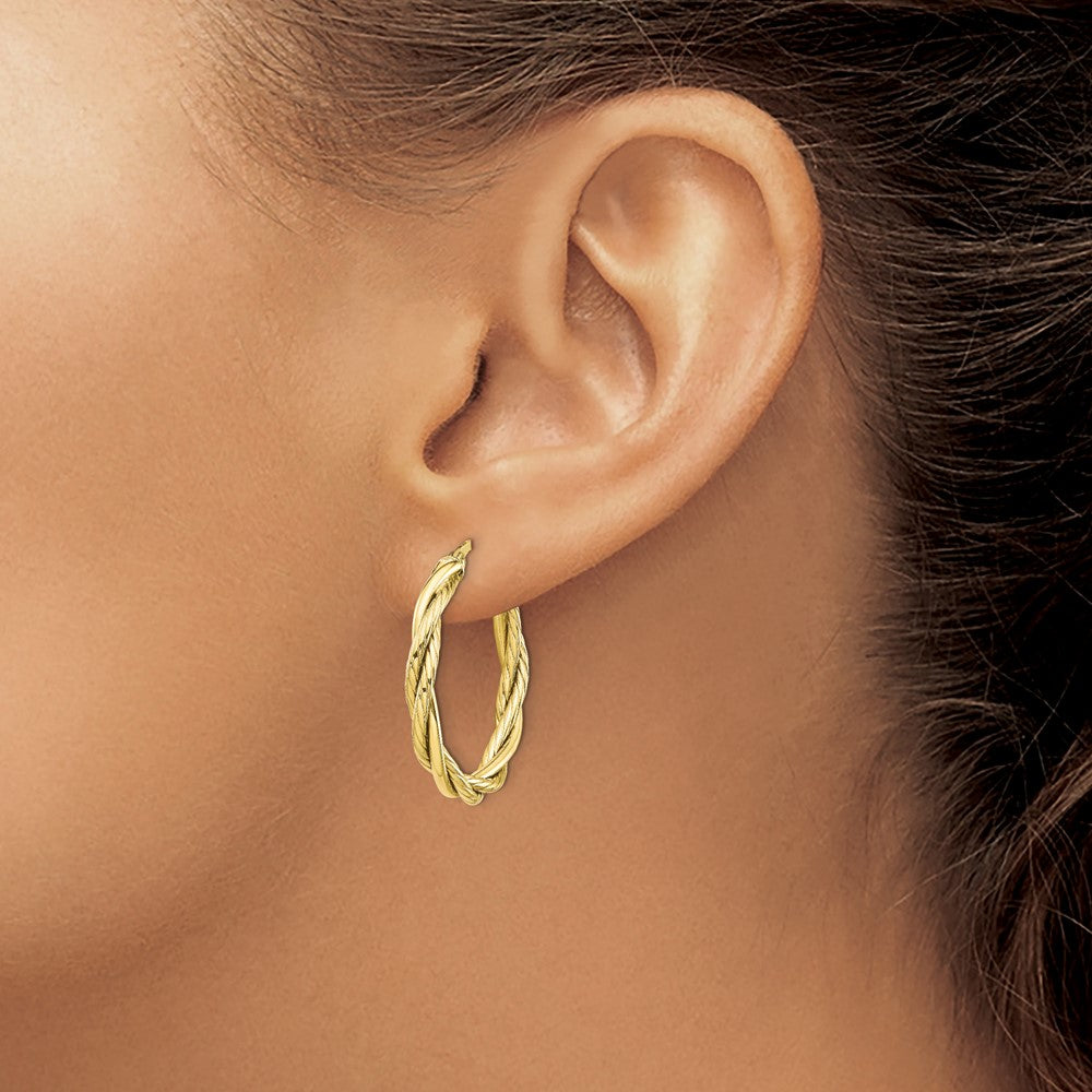 FJC Finejewelers 10 kt Yellow Gold Polished Twisted Hoop Earrings 27 mm x 26 mm