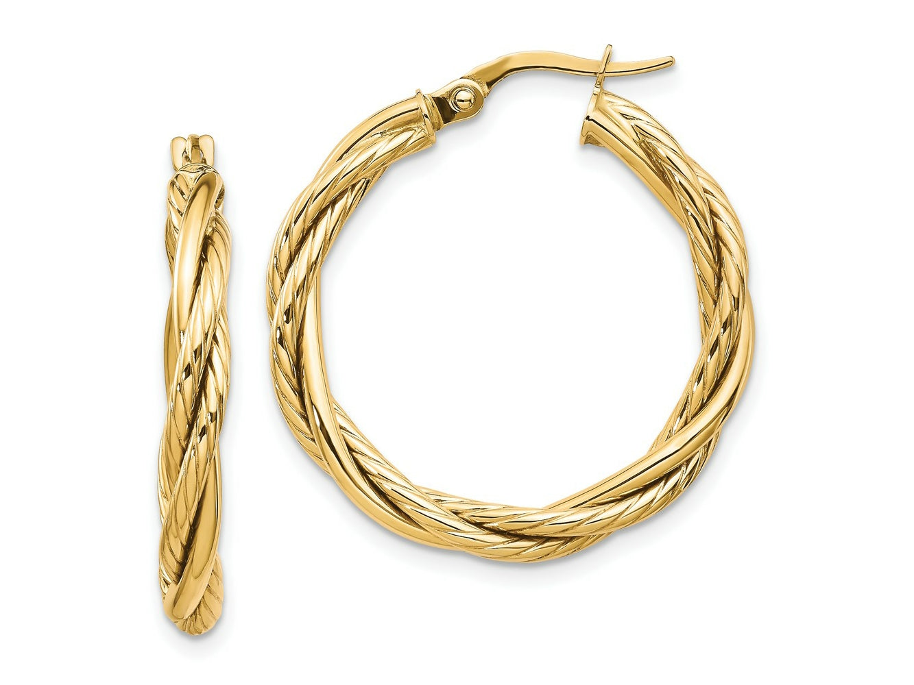 FJC Finejewelers 10 kt Yellow Gold Polished Twisted Hoop Earrings 27 mm x 26 mm