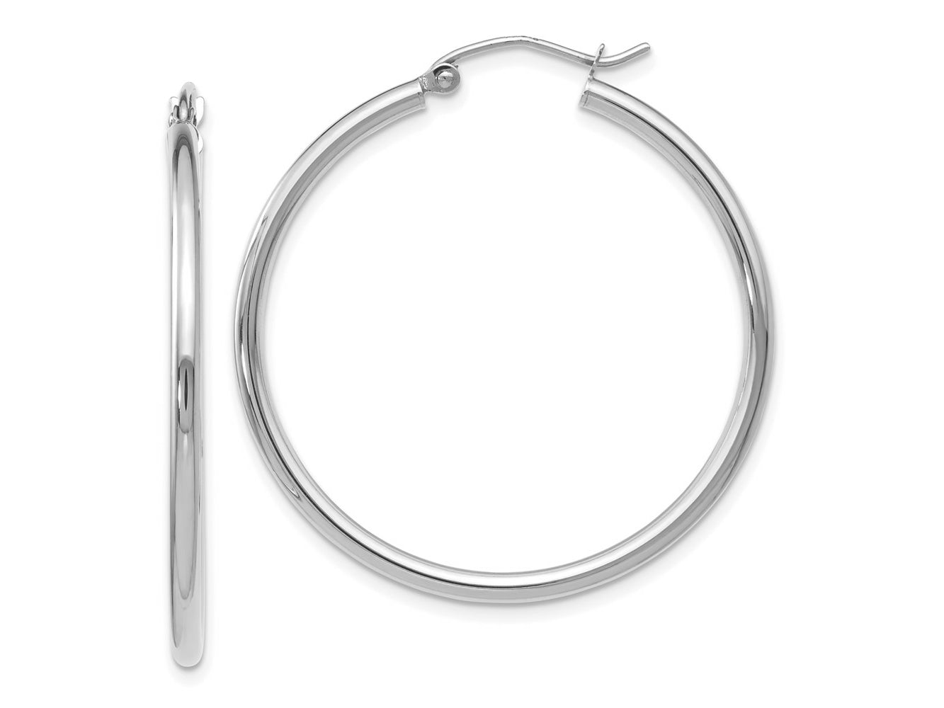 FJC Finejewelers 10 kt White Gold Hoops Polished Hinged Hoop Earrings