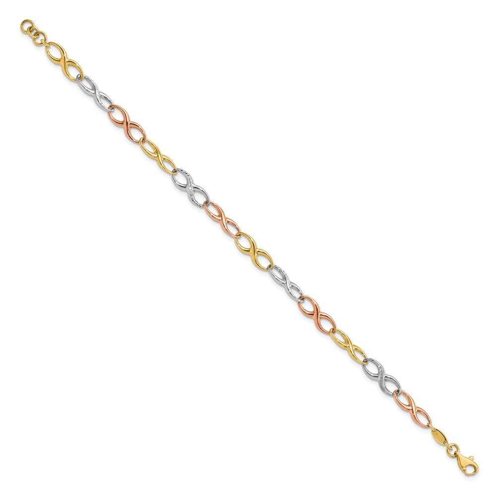 FJC Finejewelers 10 kt Tri Color Gold Tri-color Infinity Symbol Link Bracelet 7.5 Inches