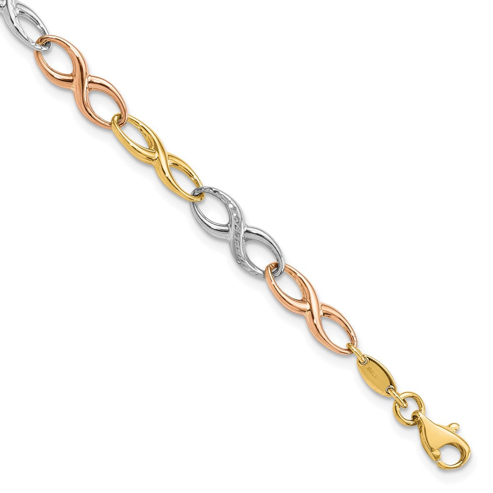 FJC Finejewelers 10 kt Tri Color Gold Tri-color Infinity Symbol Link Bracelet 7.5 Inches