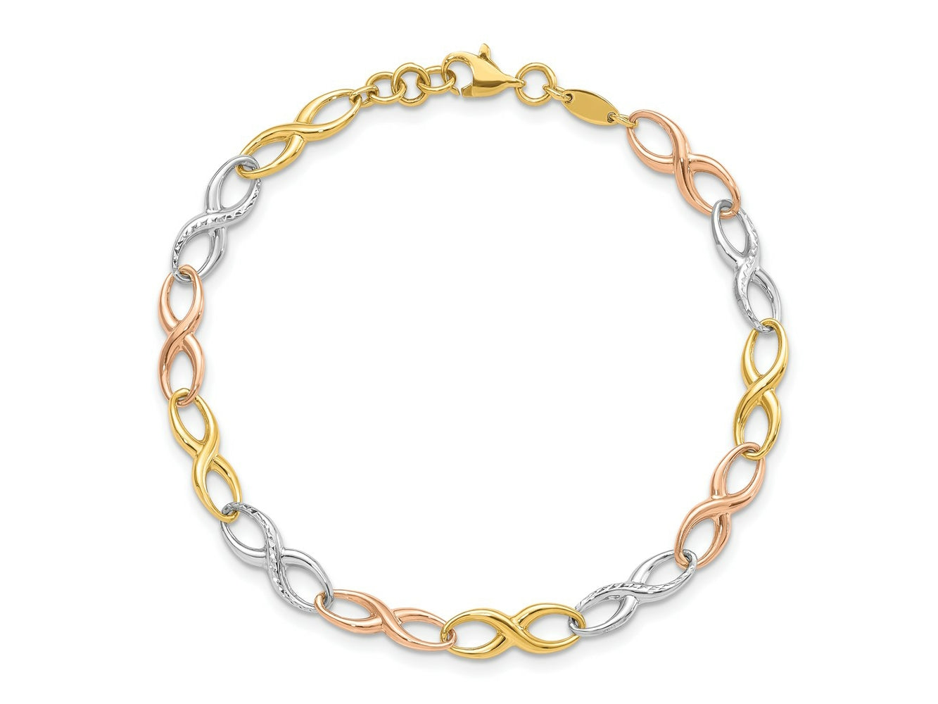 FJC Finejewelers 10 kt Tri Color Gold Tri-color Infinity Symbol Link Bracelet 7.5 Inches