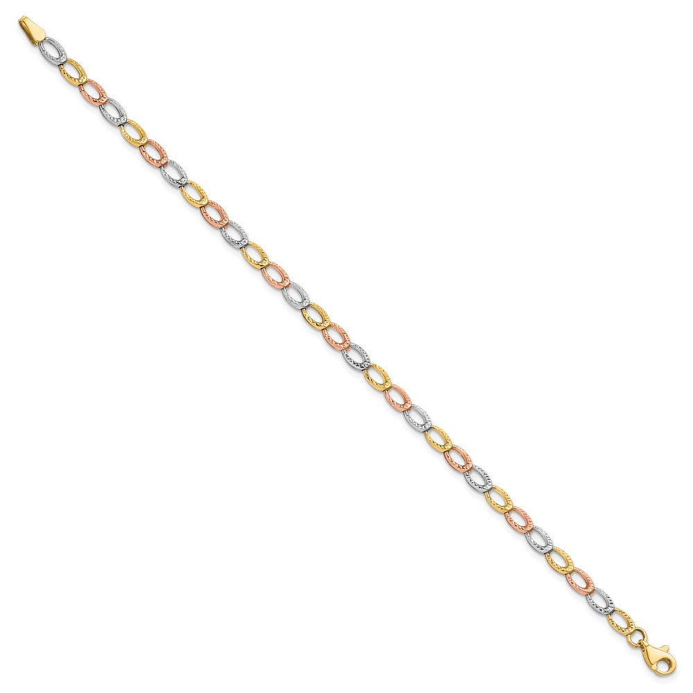 FJC Finejewelers 10 kt Tri Color Gold Fancy Tri-Color Bright Cut Bracelet 7.25 Inches x 4 mm