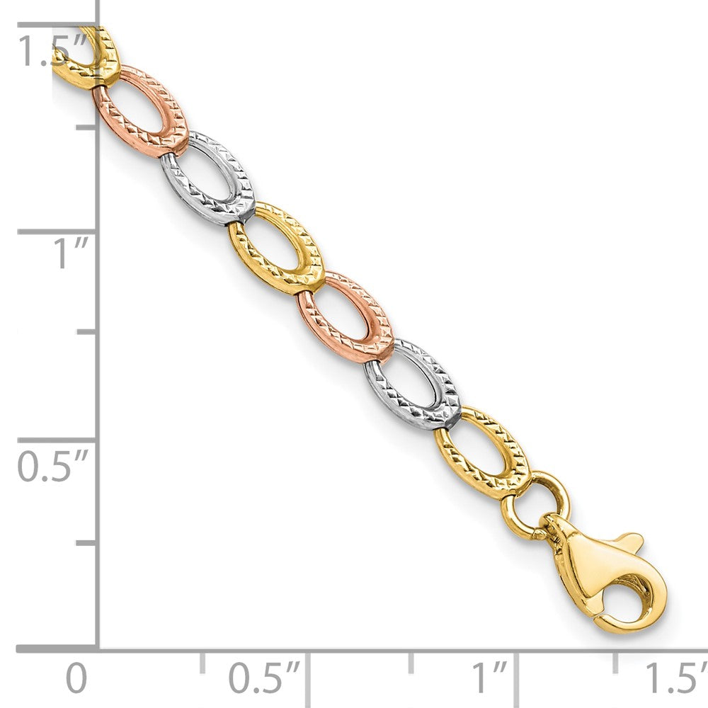 FJC Finejewelers 10 kt Tri Color Gold Fancy Tri-Color Bright Cut Bracelet 7.25 Inches x 4 mm