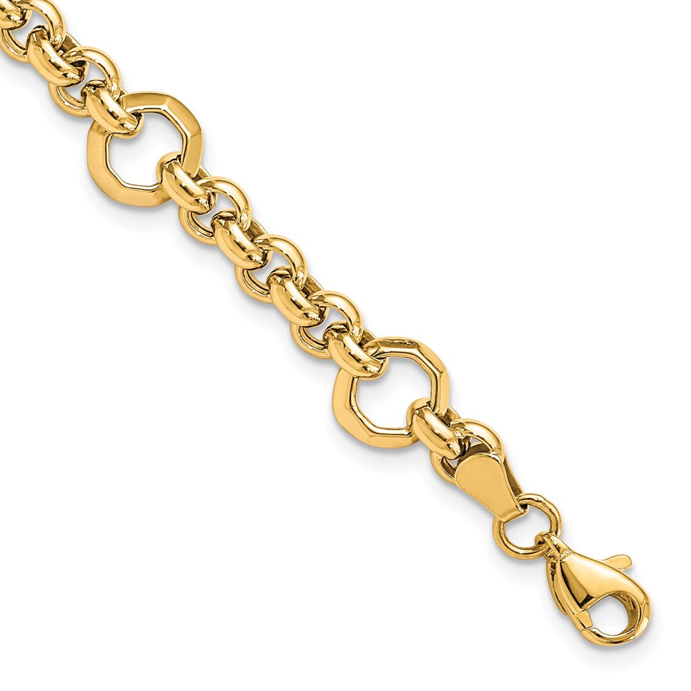 FJC Finejewelers 10 kt Yellow Gold Fancy Polished Bright Cut Bracelet 7.5 Inches x 8.5 mm