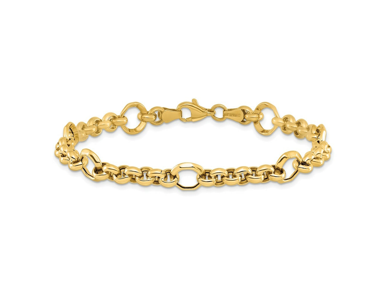 FJC Finejewelers 10 kt Yellow Gold Fancy Polished Bright Cut Bracelet 7.5 Inches x 8.5 mm