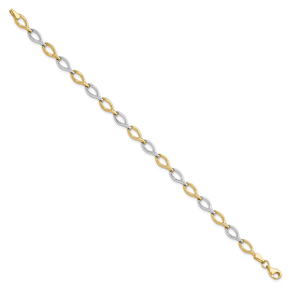 FJC Finejewelers 10 kt Two Tone Gold Fancy Two-tone Polished Bright Cut Bracelet 7.5 Inches x 5.5 mm