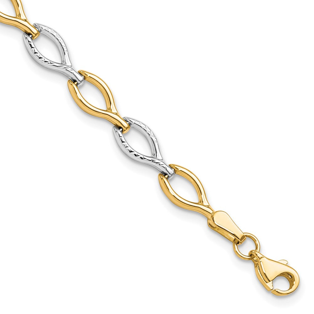FJC Finejewelers 10 kt Two Tone Gold Fancy Two-tone Polished Bright Cut Bracelet 7.5 Inches x 5.5 mm