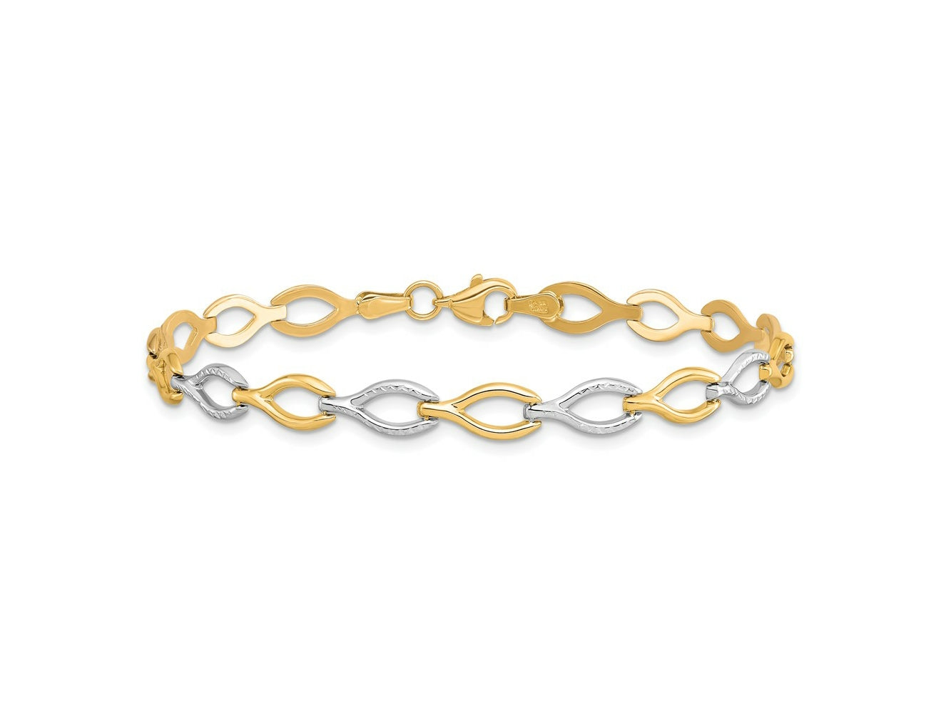 FJC Finejewelers 10 kt Two Tone Gold Fancy Two-tone Polished Bright Cut Bracelet 7.5 Inches x 5.5 mm