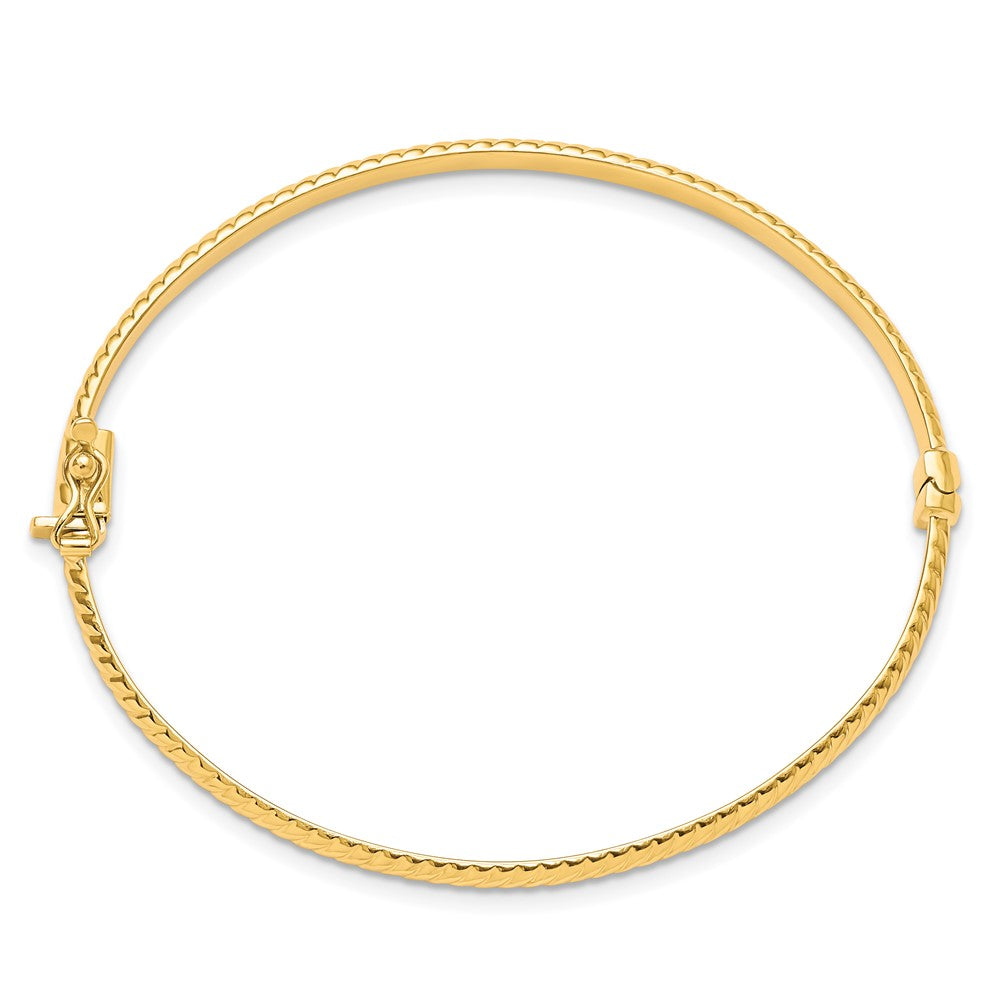 FJC Finejewelers 10 kt Yellow Gold Polished Textured Bangle 7 Inches x 3 mm