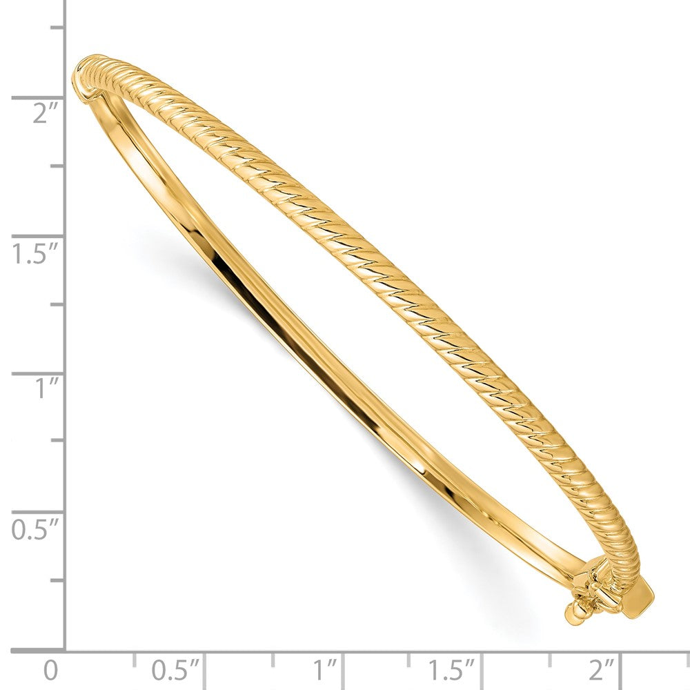 FJC Finejewelers 10 kt Yellow Gold Polished Textured Bangle 7 Inches x 3 mm