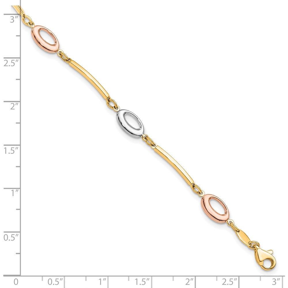 FJC Finejewelers 10 kt Tri Color Gold Fancy Tri-Color Polished Bracelet 7.5 Inches x 6 mm